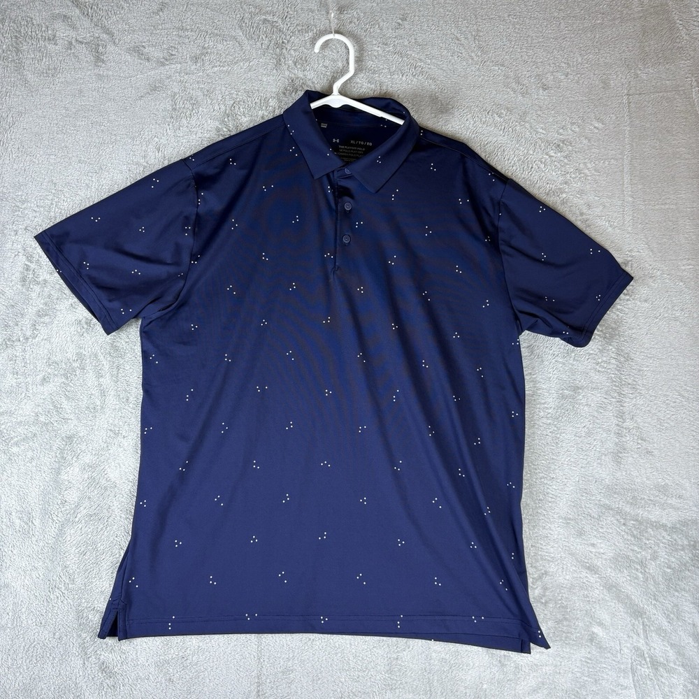 Under Armour Men's XL The Playoff Polo Blue Shirt Dots Print Performance Golf